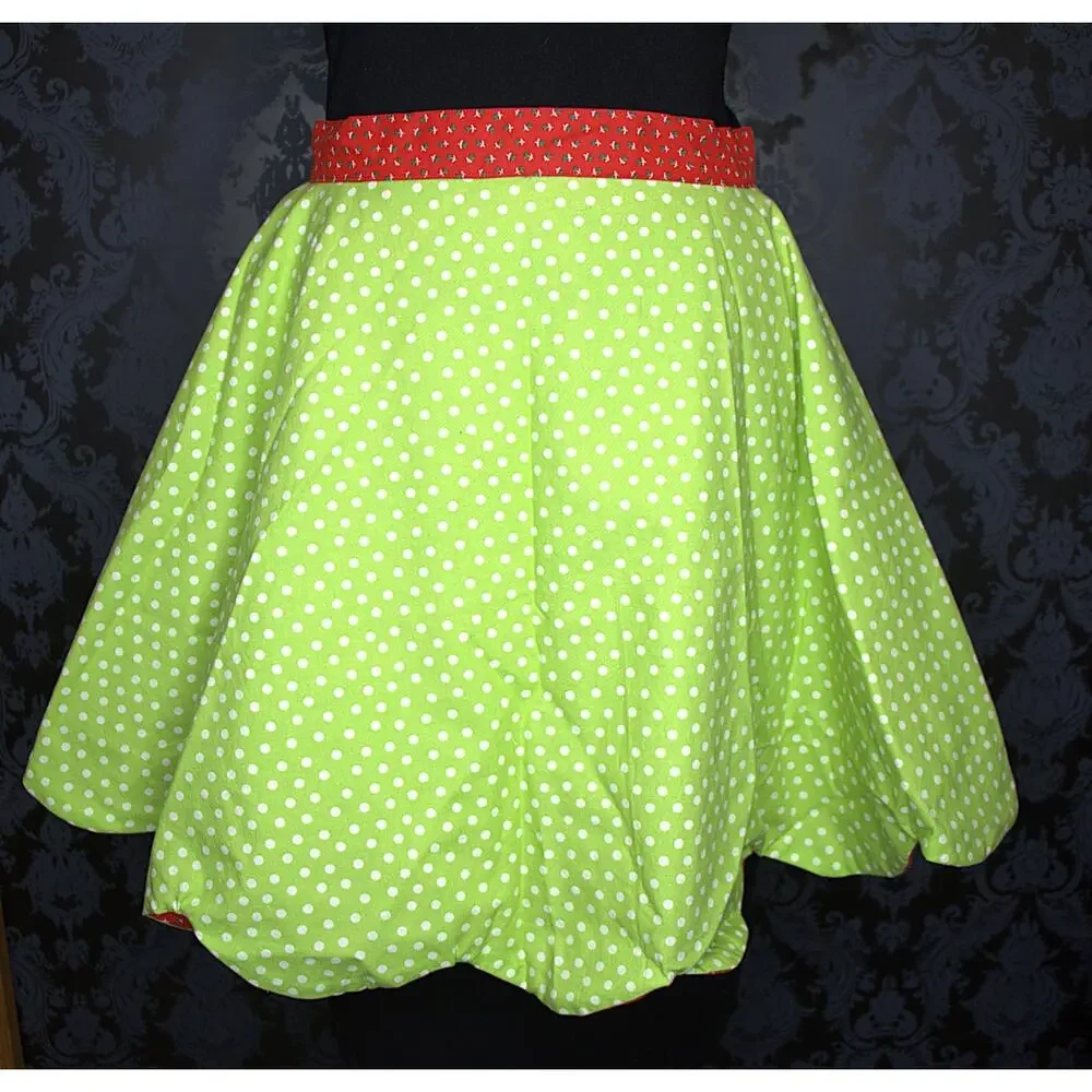 50s Pin Up Style Handmade Apron Red Polka Dot Jungle Theme Tie One Of A Kind